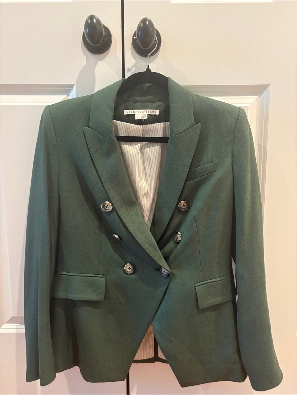 Veronica Beard Dark Green Double-Breasted Blazer